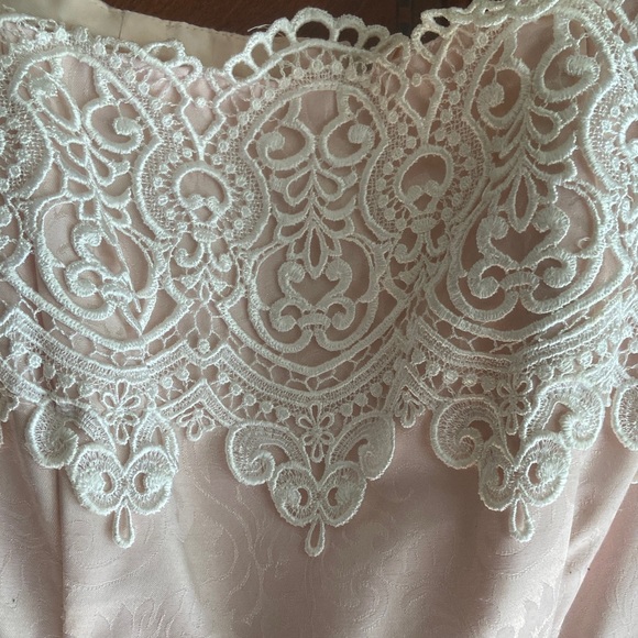 Vintage Scott McClintock Light Pink/Peach Off the Shoulder Jacquard Dress - Picture 3 of 10